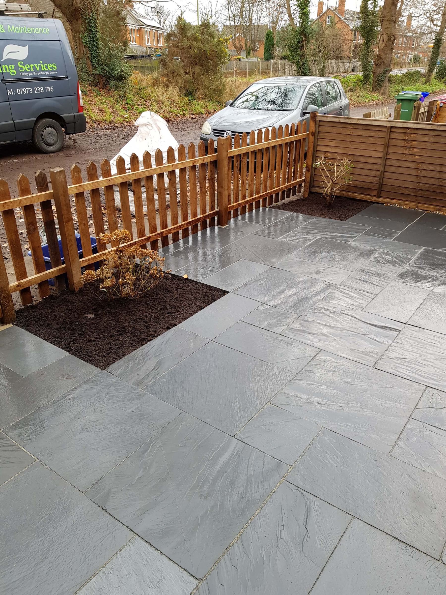Sandstone and picket fence